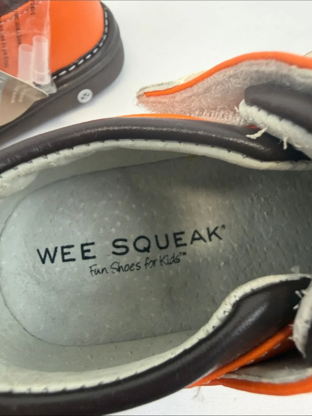 NWT Wee Squeak Fox Orange Baby Walker Shoes Velcro Squeaky Size 6